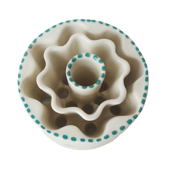 1920s Poole England Art Deco Flower Frog Hand-Painted Floral Pottery Signed - Picture 3 of 7